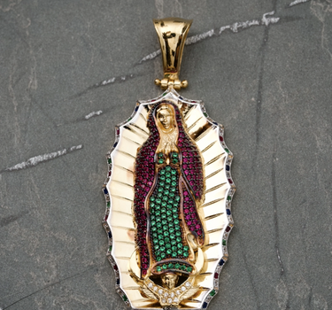 Dije Virgen de guadalupe Con Swarovski 17.3gr / Largo 6.4cm / Oro Amarillo Nac M