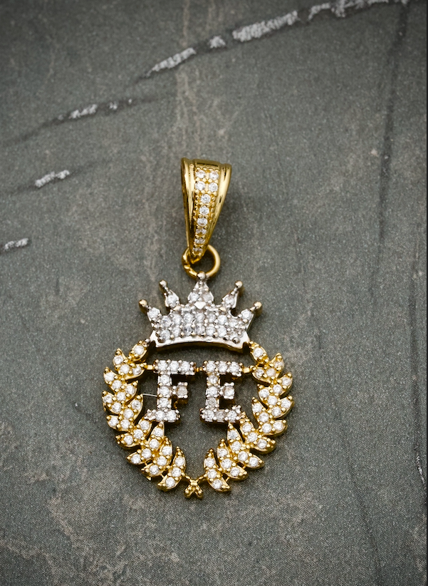 Dije Medalla De Fe Con Swarovski Blanco 5gr / Largo 3.5cm / Oro Amarillo Nac P