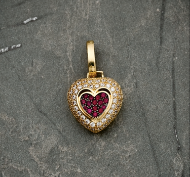 Dije De Corazon Con Swarovski 4.1gr / Largo 2.4cm / Oro Amarillo Nac P