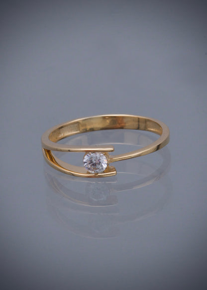 Anillo con swarovski blanco 1.75gr / TALLA 7 / Oro Amarillo Nac P