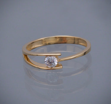 Anillo con swarovski blanco 1.75gr / TALLA 7 / Oro Amarillo Nac P