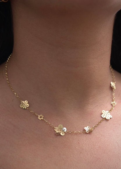 Cadena aro seguido con flores 3.6gr / Largo 40cm / Oro Amarillo italy +4 P