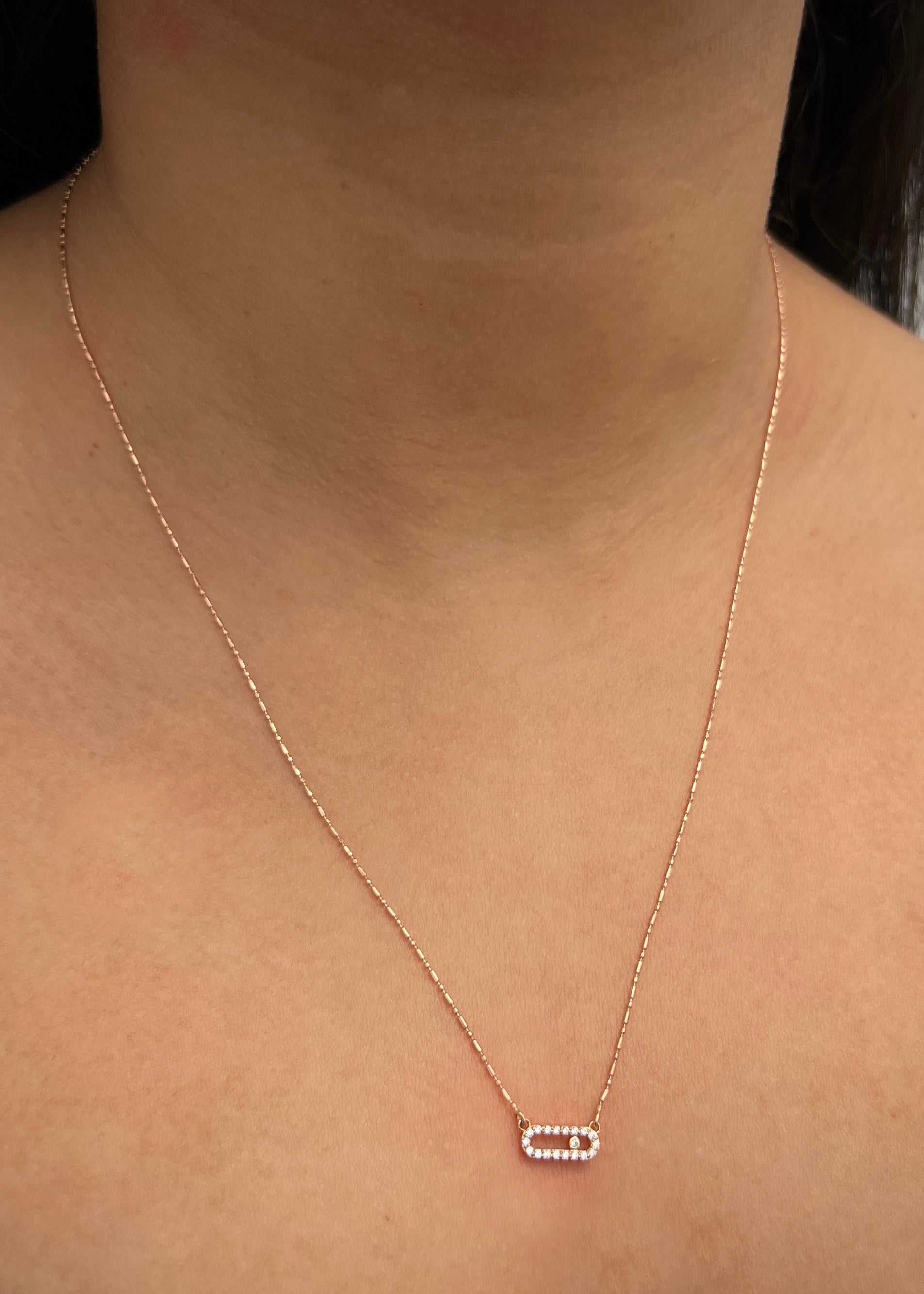 Cadena MK con swarovski blanco 2.1gr / Largo 50cm / Oro Rosado italy cte M