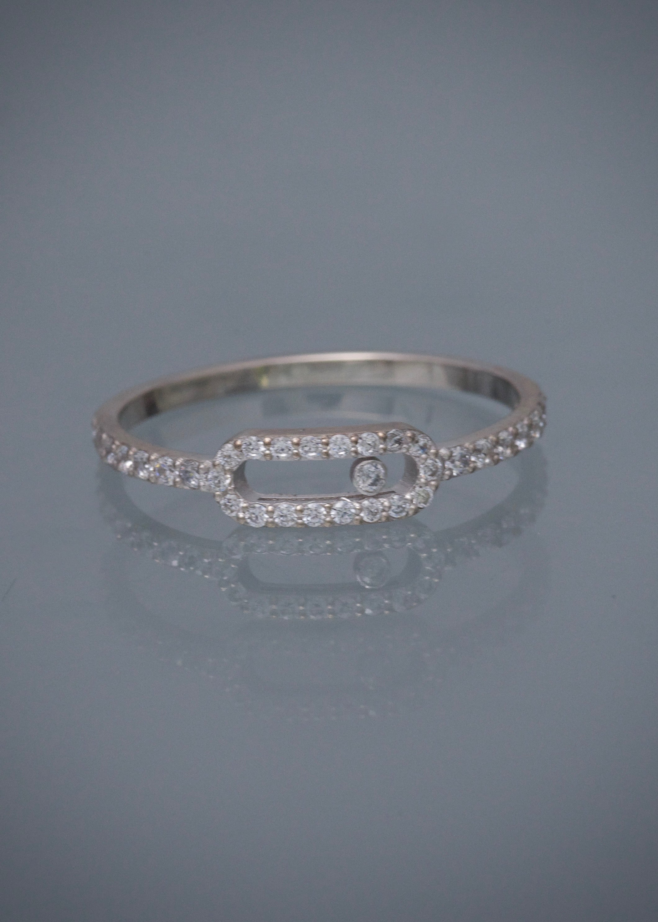 Anillo MK con swarovski Blanco 1.3gr / TALLA 7 / Oro Blanco Nac B