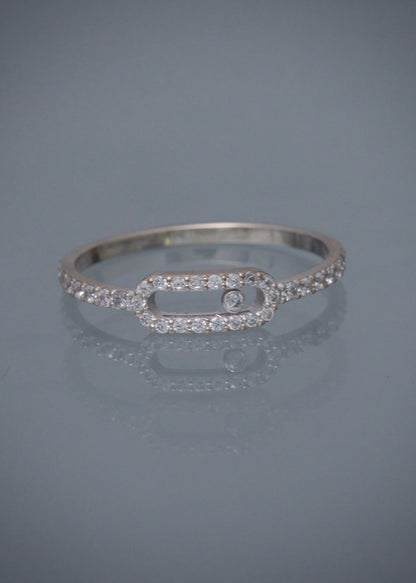 Anillo MK con swarovski Blanco 1.3gr / TALLA 7 / Oro Blanco Nac B