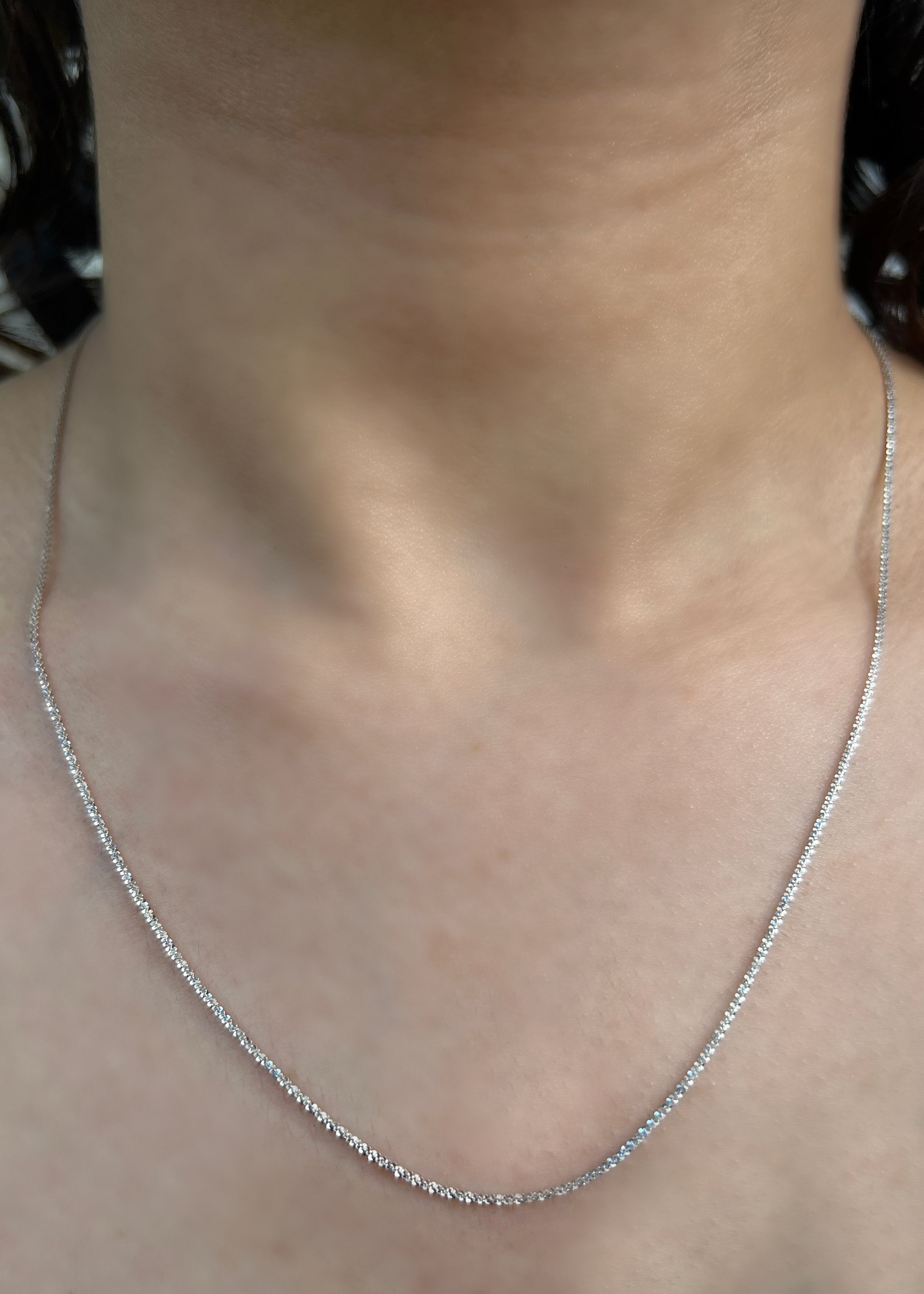 Cadena diamantada 2.15gr / Largo 50cm / Oro Blanco italy +3 B