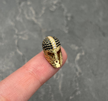 Herraje gladiador con swarovski negro y blanco 3.3gr / Largo 0.9cm / Oro Amarillo Nac B