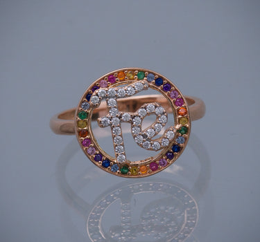 Anillo fe con swarovski multicolor 2.5gr / Talla 6 3/4 / Oro Rosado Nac B
