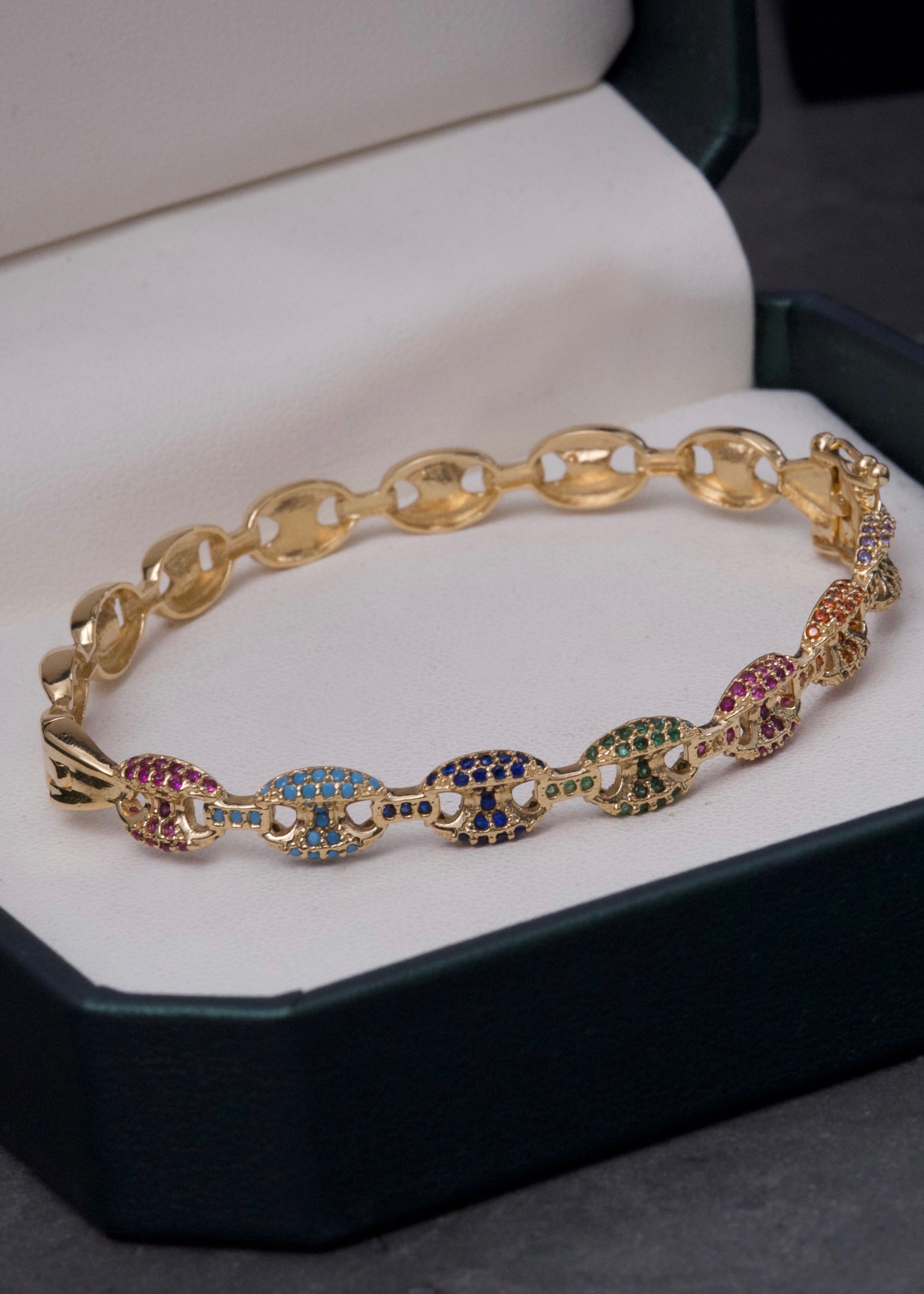 Pulso gc con swarovski multicolor 14.4gr / Largo 17.5cm / Oro Amarillo Nac M