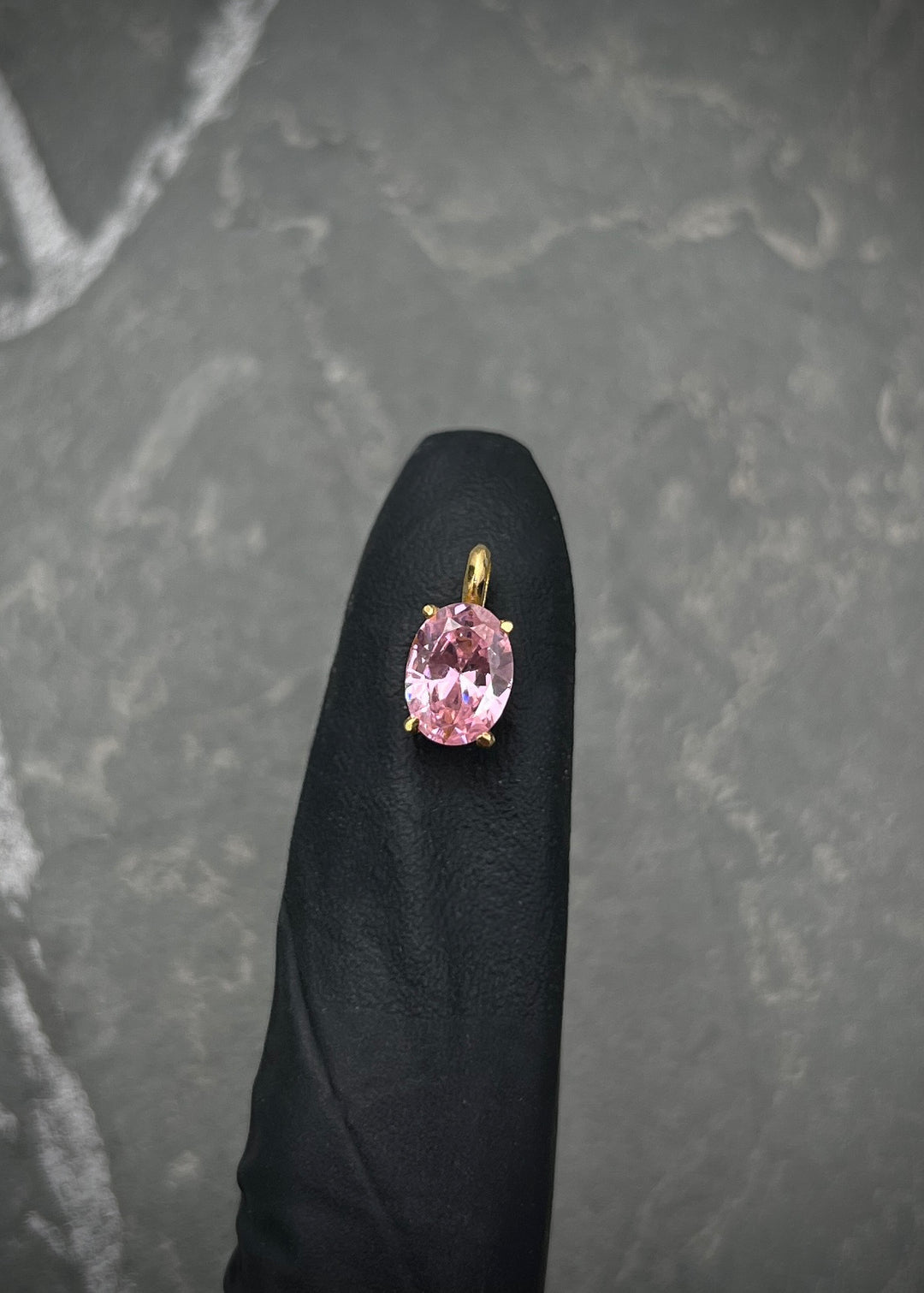 Dije con swarovski rosado 1gr / Largo 1cm — Oro Amarillo