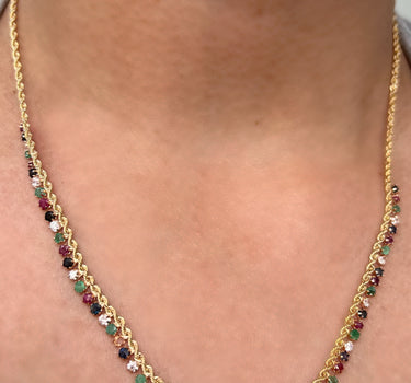Cadena lazo con swarovski multicolor 9.8gr / Largo 50cm / Oro Amarillo italy +4 M