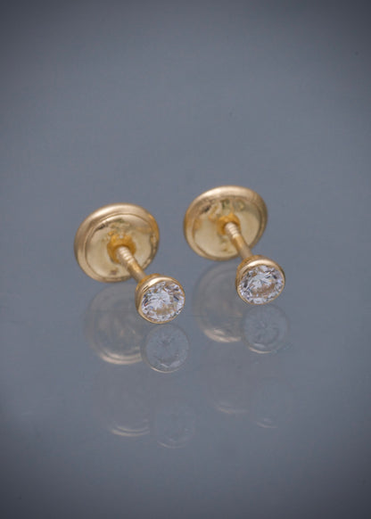 Topos circulo con swarovski blanco 0.55gr / largo 0.32cm / Oro Amarillo Nac M