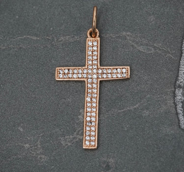 Dije Cruz Con Swarovski Blanco 1.95gr / Largo 3.6cm / Oro Rosado Nac M