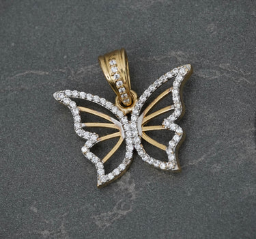 Dije Mariposa Con Swarovski Blanco 3.1gr / Largo 2.3cm / Oro Amarillo Nac M