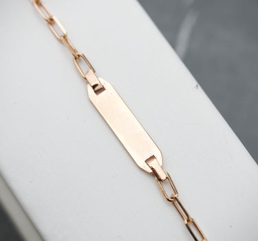 Pulso bebe Placa Tejido Paperclip 1.95gr / Largo 11.5cm / Oro Rosado italy cte P