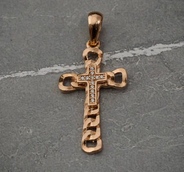 Dije de cruz estilo cubano 3.4gr / 3.5cm / Oro Rosado Nac B