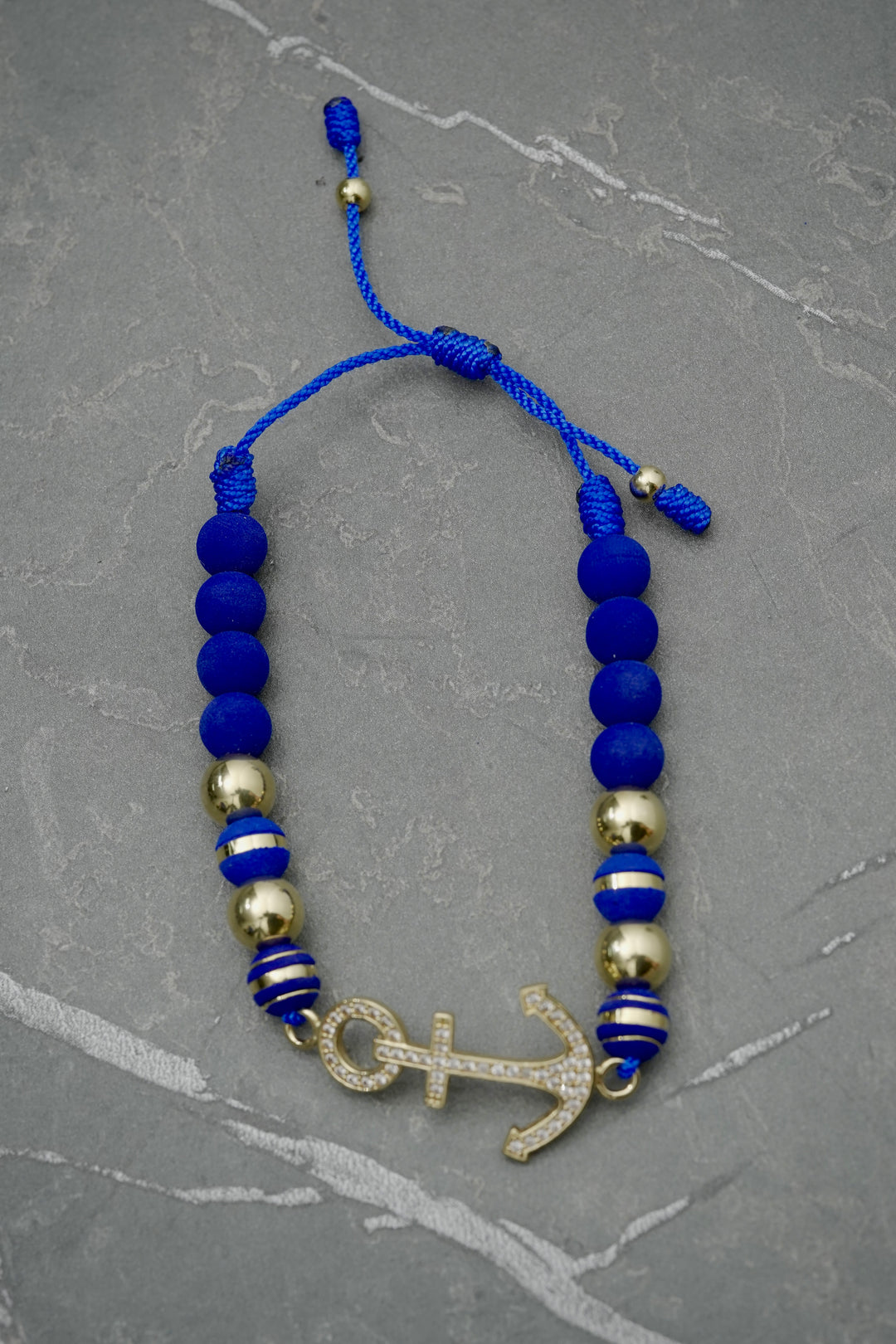 Pulsera en hilo azul con neopreno 4.6gr — Oro Amarillo