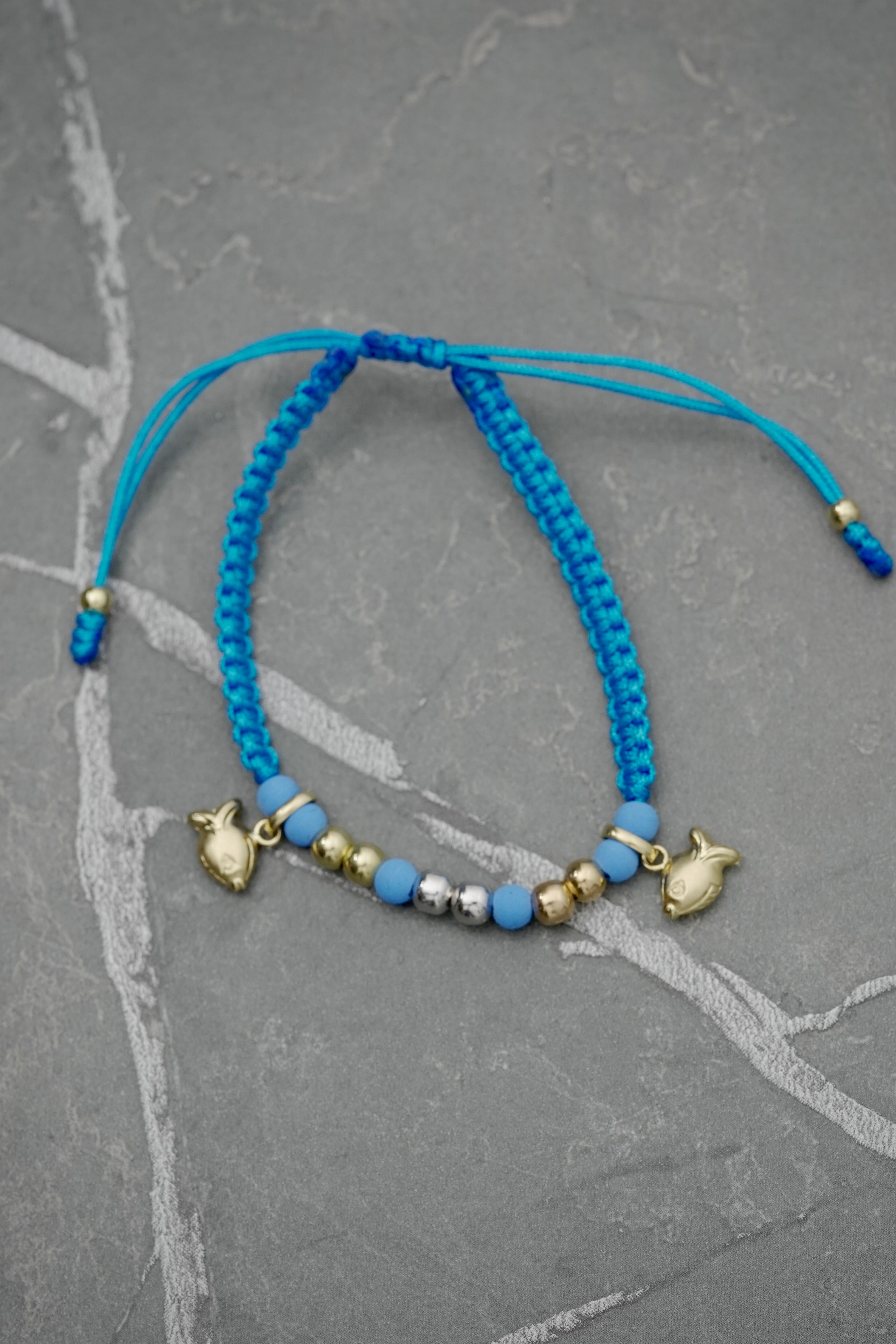 Pulsera en hilo azul claro 1.5gr / Tres Oros (Joya) M