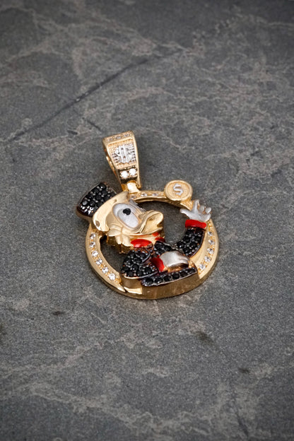 Dije tio rico con swarovski negro y blanco 4.7gr / Largo 2.8cm / Oro Amarillo Nac B