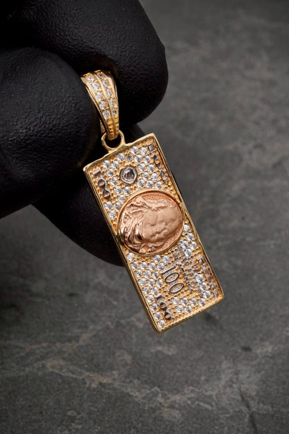 Dije dolar con swarovski blanco 3.45gr / Largo 3.4cm / Dos Oros Nac B