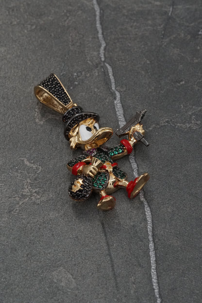 Dije tio rico con swarovski verde y negro 11.2gr / Largo 4.3cm / Oro Amarillo Nac M