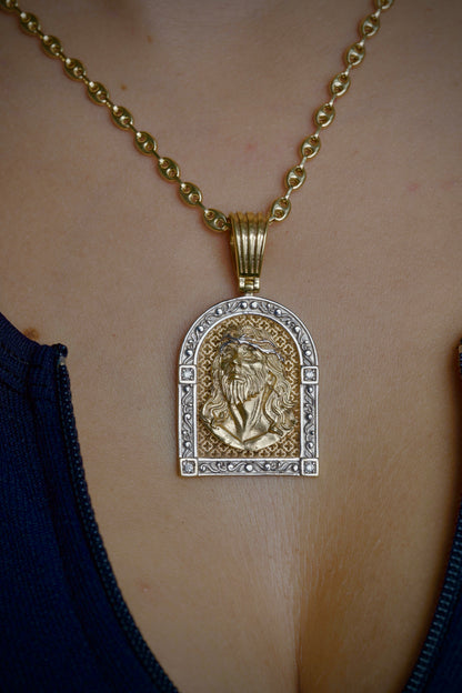 Dije placa de rostro de jesus 15gr / 4.5cm / Dos Oros Nac M