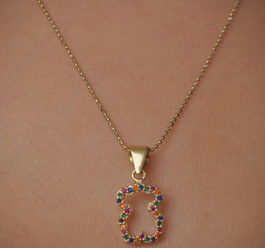 Dije de oso th con swarovski multicolor 1.5gr / 2.2cm / Oro Amarillo Nac B