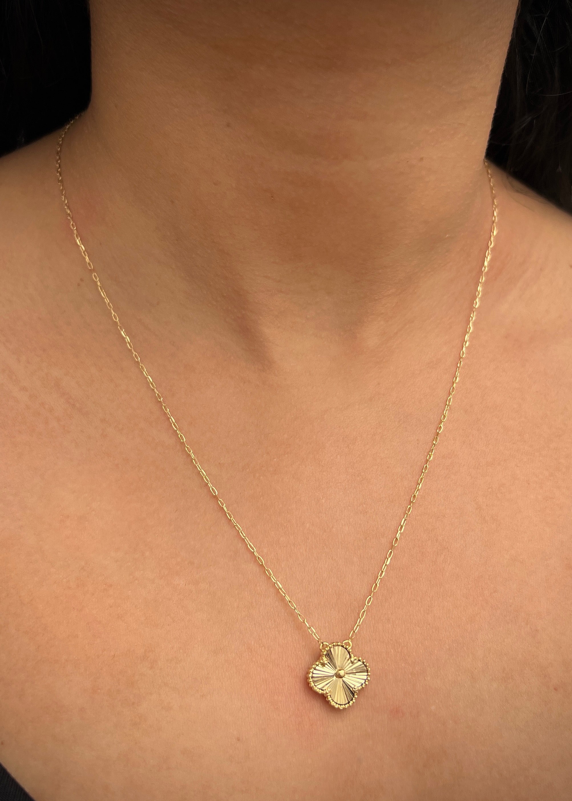 Cadena lucky clover diamantado 4.05gr / Largo 50cm / Oro Amarillo italy cte B