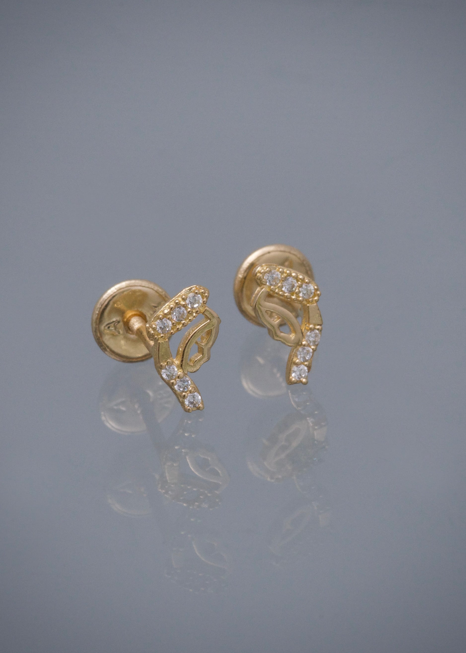 Topos virgen maria con swarovski blanco 0.75gr / Largo 0.8cm / Oro Amarillo Nac M