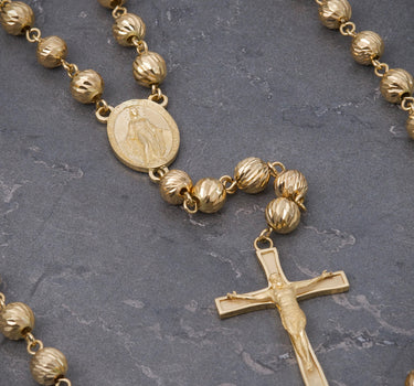 Rosario virgen de la milagrosa diamantado 38.05gr / Largo 60cm / Oro Amarillo Nac M