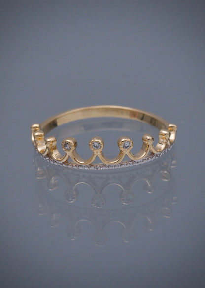 Anillo corona con swarovski blanco 1.5gr / TALLA 6 / Oro Amarillo Nac M