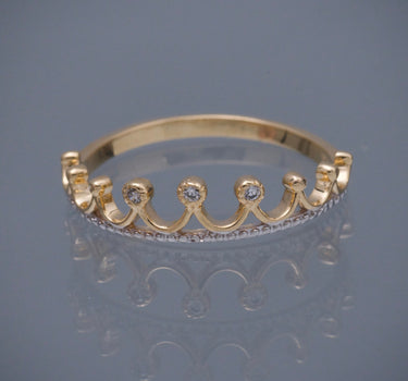 Anillo corona con swarovski blanco 1.5gr / TALLA 6 / Oro Amarillo Nac M
