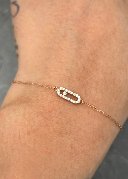 Pulso MK con swarovski blanco 0.85gr / Largo 17cm / Oro Rosado italy cte M