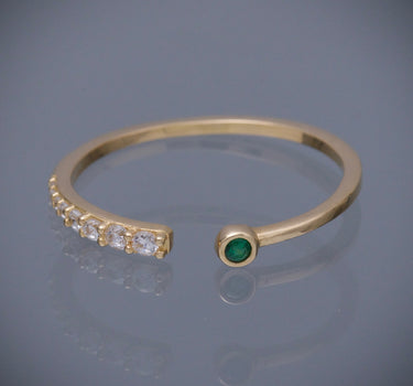 Anillo con swarovski blanco y verde 1.3gr / TALLA 7 1/4 / Oro Amarillo Nac B