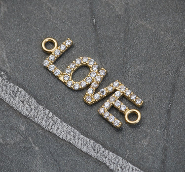 Herraje "love" con swarovski blanco 0.7gr / 2cm / Oro Amarillo Nac B