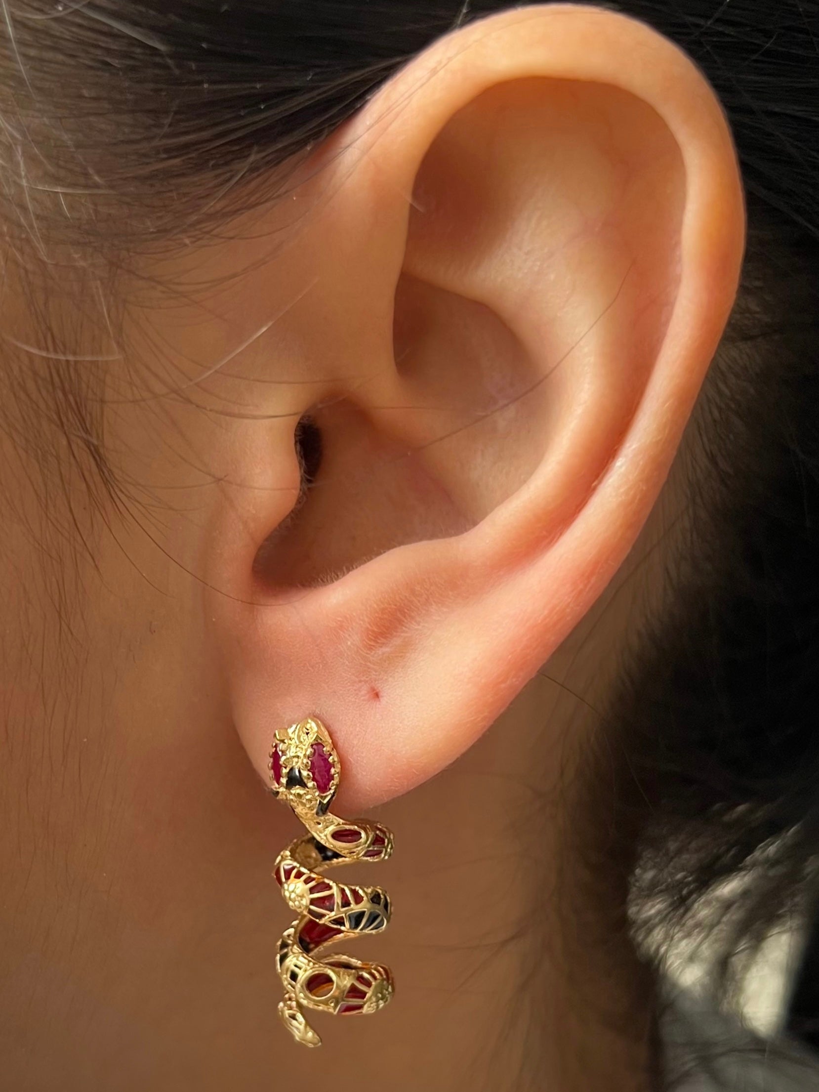 Aretes De Serpiente 7.45gr / Largo 2.9cm / Oro Amarillo italy +3*