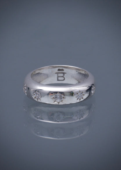 Anillo stars diamonds 4.25gr / TALLA 6 / Plata P