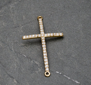 Herraje de cruz con swarovski blanco 1.2gr / 3.5cm / Oro Amarillo Nac B