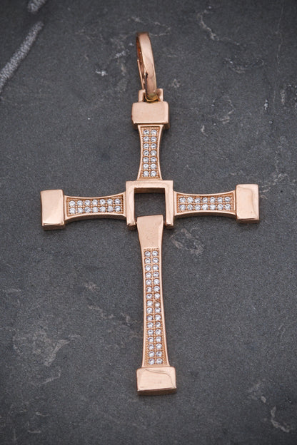 Dije de cruz articulada 6.4gr / Largo 6cm / Oro Rosado Nac M