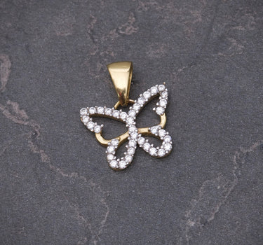 Dije Mariposa Con Swarovski BLanco 1.35gr / Largo 1.5cm / Oro Amarillo italy +3 M