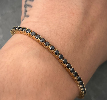 Pulso tenis con 591pts de diamante negro 18.05gr / Largo 20cm / Oro Amarillo Nac (Joya) B