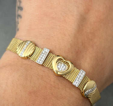 Pulso rustico con swarovski blanco 14gr / Largo 18.5cm / Oro Amarillo italy +2 M