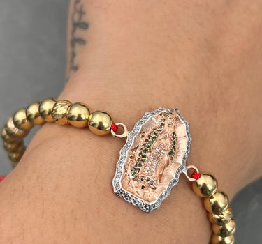 Pulsera en hilo rojo con herraje virgen de guadalupe 10.6gr / Dos Oros (Joya) M