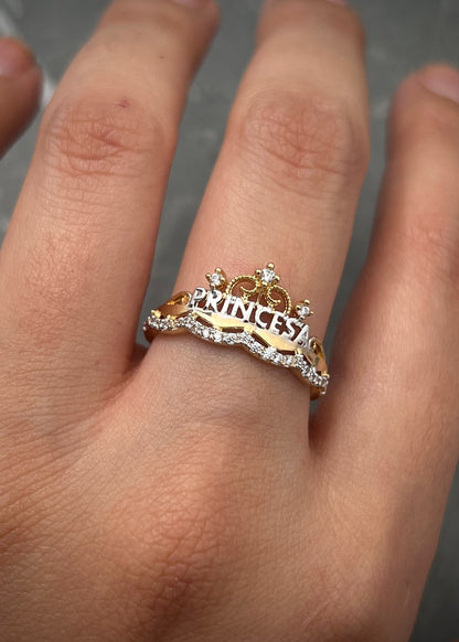 Anillo corana de 15s con swarovski blanco 2.6gr / TALLA 7 1/2  / Oro Amarillo Nac B