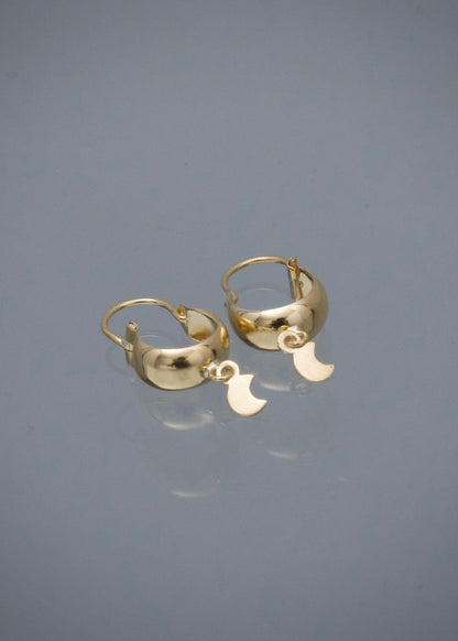 Candongas con Luna 0.65gr / 1.8cm / 4.1mm — Oro Amarillo