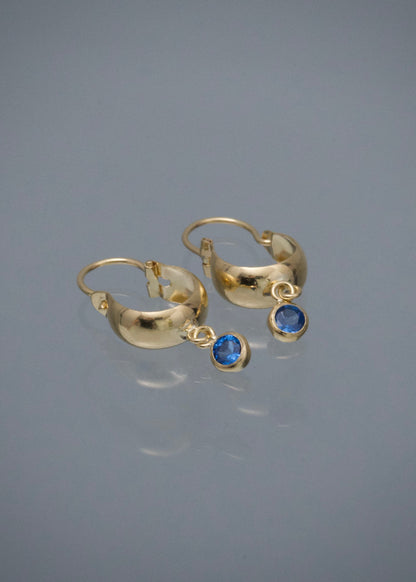Candongas con Swarovski Azul 0.7gr / 1.8cm / 4.1mm — Oro Amarillo