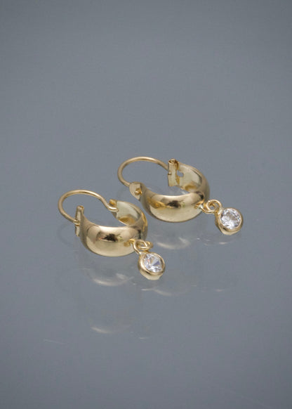 Candongas con Swarovski Blanco 0.75gr / 1.8cm / 4.1mm — Oro Amarillo