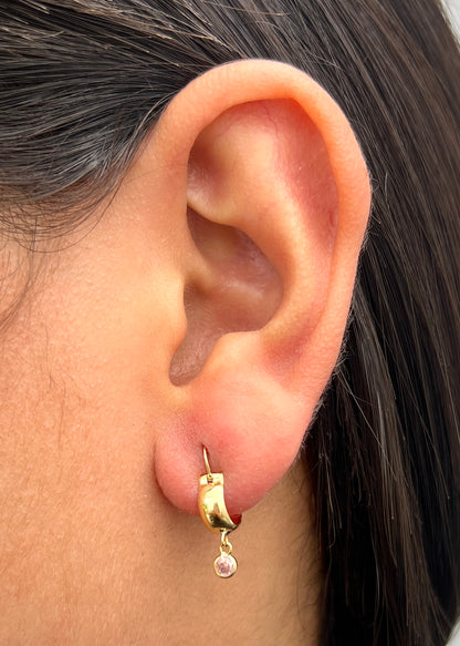 Candongas con Swarovski Rosado 0.75gr / 1.8cm / 4.1mm — Oro Amarillo