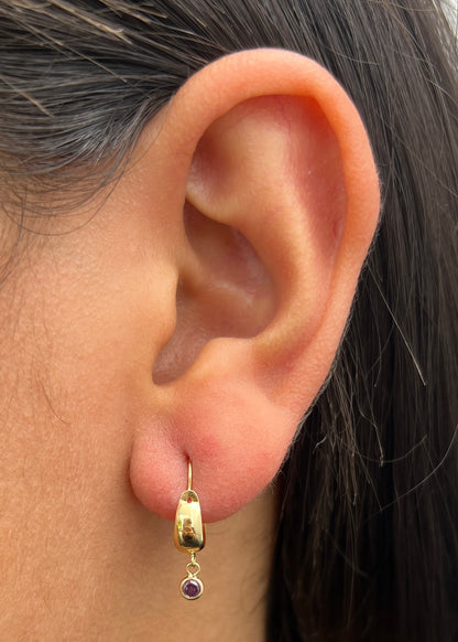 Candongas con Swarovski Morado 0.75gr / 1.8cm / 4.1mm — Oro Amarillo