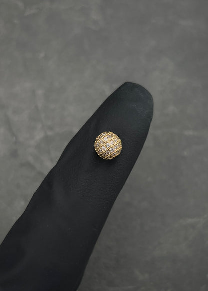 Herraje Bola de Fuego con Swarovski Blanco 0.9gr / 0.6cm / 6.1mm — Oro Amarillo